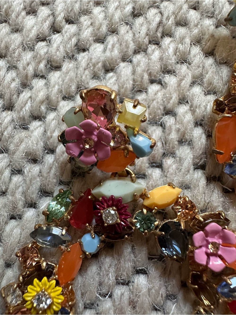 Multicolor Floral Statement Hoop Earrings - Women Jewelry - Picture 3 of 5